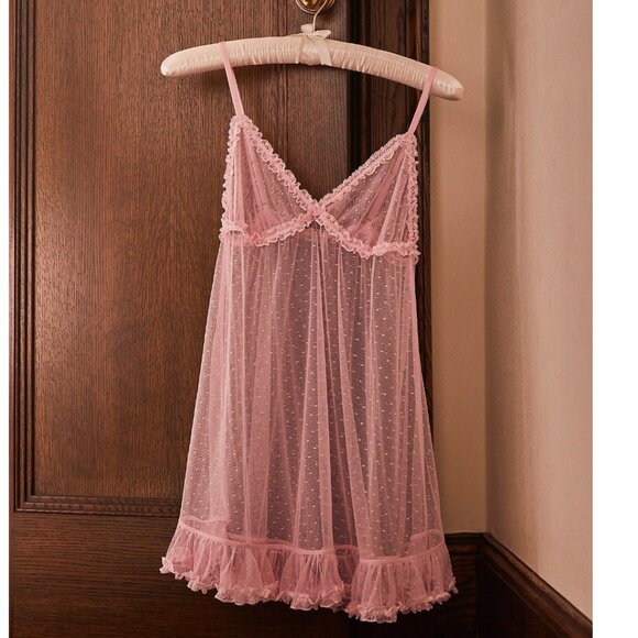 Free People Pink Heart To Heart Mini Slip - L - Picture 1 of 6